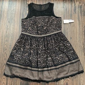 Eliza J Sleeveless Lace Trim Fit & Flare Dress